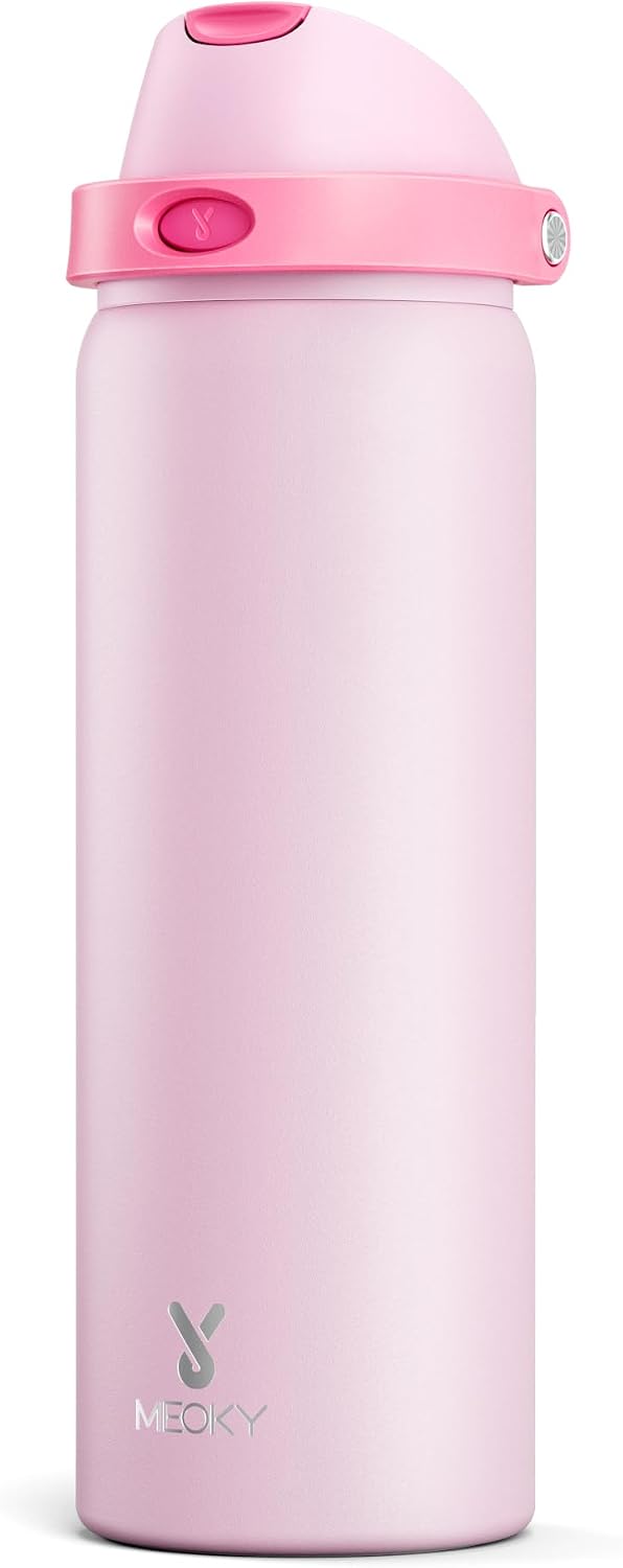32 oz Insulated Water Bottle with Straw: Stainless Steel Metal Water Bottle with 2-in-1 Lid - Leak Proof, Cold for 24 Hours, Protective Silicone Base, BPA-Free for Sports Gym, Sage - Colors B