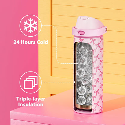 32 oz Insulated Water Bottle with Straw: Stainless Steel Metal Water Bottle with 2-in-1 Lid - Leak Proof, Cold for 24 Hours, Protective Silicone Base, BPA-Free for Sports Gym, Sage - Colors B