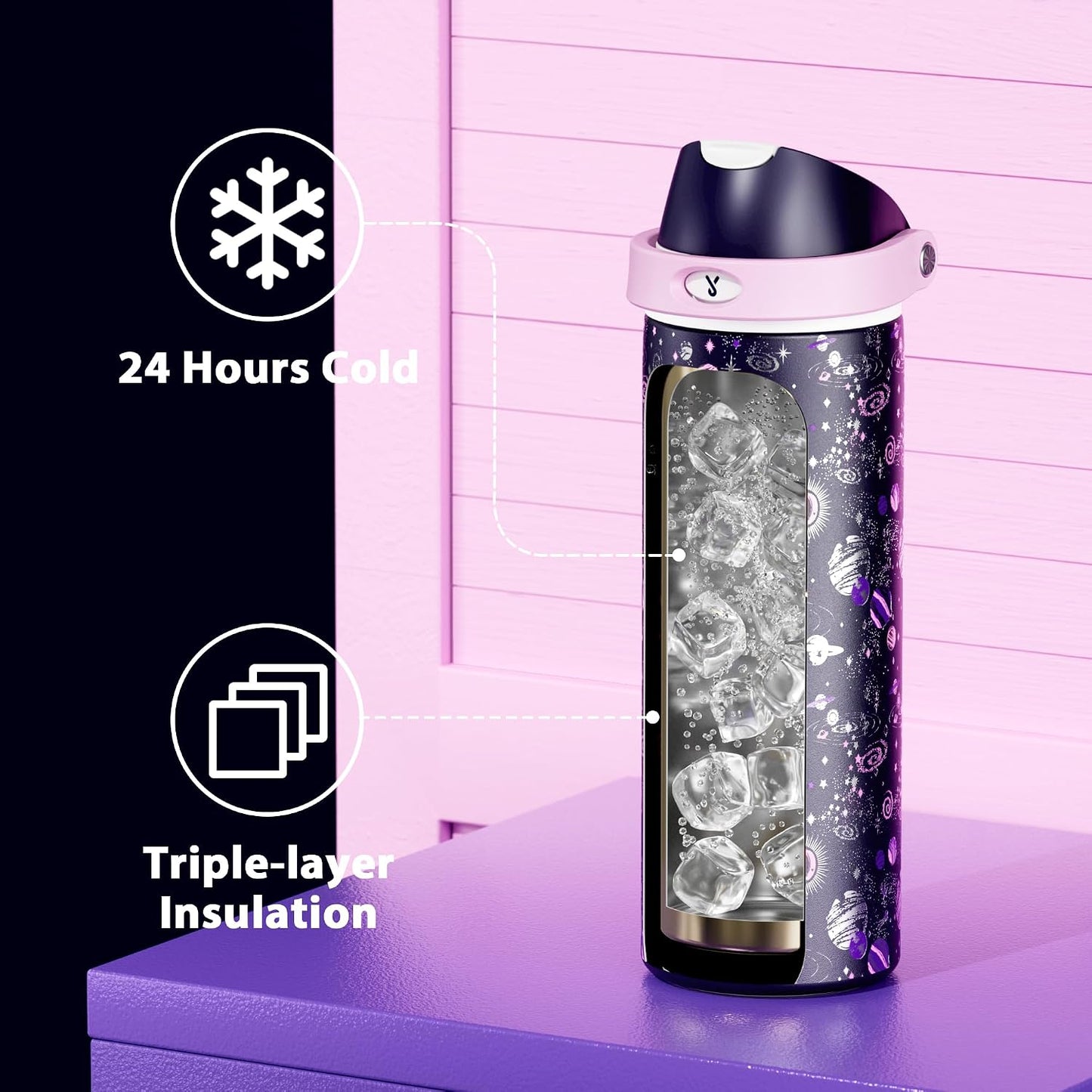 32 oz Insulated Water Bottle with Straw: Stainless Steel Metal Water Bottle with 2-in-1 Lid - Leak Proof, Cold for 24 Hours, Protective Silicone Base, BPA-Free for Sports Gym, Sage - Colors B