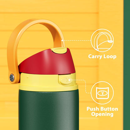 32 oz Insulated Water Bottle with Straw: Stainless Steel Metal Water Bottle with 2-in-1 Lid - Leak Proof, Cold for 24 Hours, Protective Silicone Base, BPA-Free for Sports Gym, Sage - Colors B