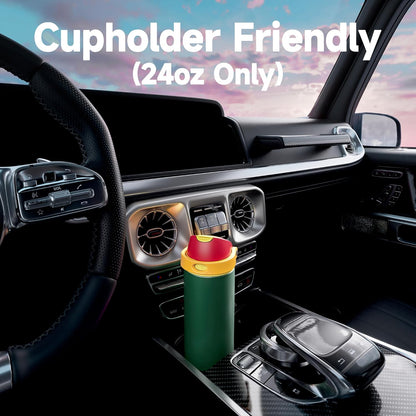 32 oz Insulated Water Bottle with Straw: Stainless Steel Metal Water Bottle with 2-in-1 Lid - Leak Proof, Cold for 24 Hours, Protective Silicone Base, BPA-Free for Sports Gym, Sage - Colors B