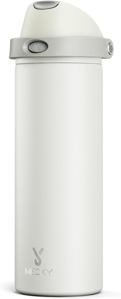 32 oz Insulated Water Bottle with Straw: Stainless Steel Metal Water Bottle with 2-in-1 Lid - Leak Proof, Cold for 24 Hours, Protective Silicone Base, BPA-Free for Sports Gym, Sage - Colors B