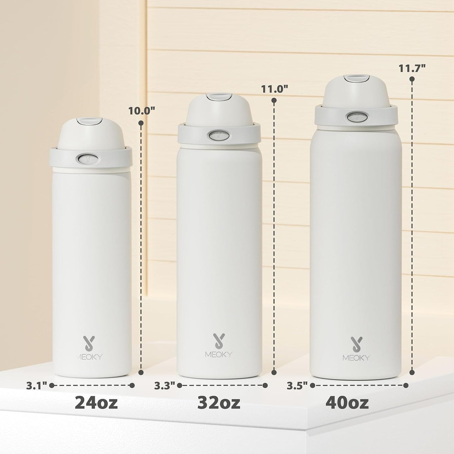 32 oz Insulated Water Bottle with Straw: Stainless Steel Metal Water Bottle with 2-in-1 Lid - Leak Proof, Cold for 24 Hours, Protective Silicone Base, BPA-Free for Sports Gym, Sage - Colors B