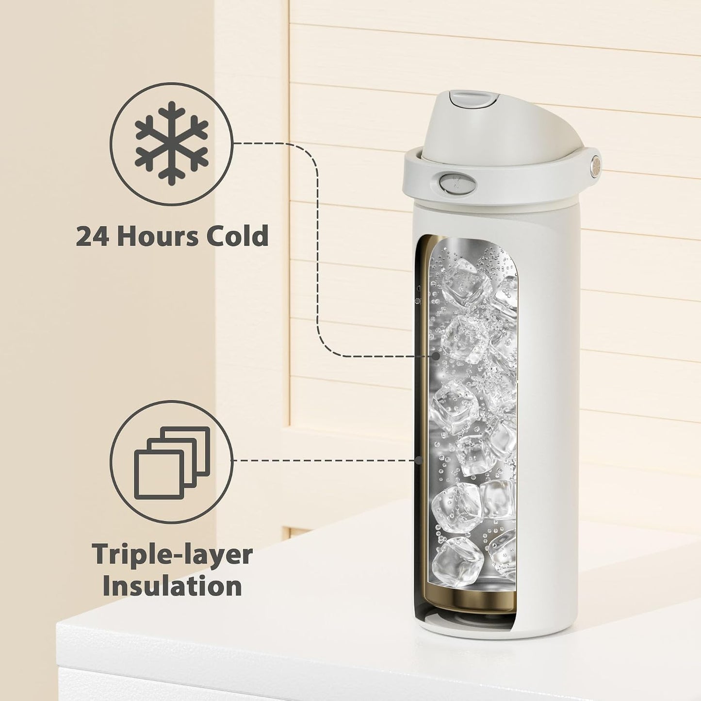 32 oz Insulated Water Bottle with Straw: Stainless Steel Metal Water Bottle with 2-in-1 Lid - Leak Proof, Cold for 24 Hours, Protective Silicone Base, BPA-Free for Sports Gym, Sage - Colors B