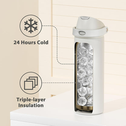 32 oz Insulated Water Bottle with Straw: Stainless Steel Metal Water Bottle with 2-in-1 Lid - Leak Proof, Cold for 24 Hours, Protective Silicone Base, BPA-Free for Sports Gym, Sage - Colors B