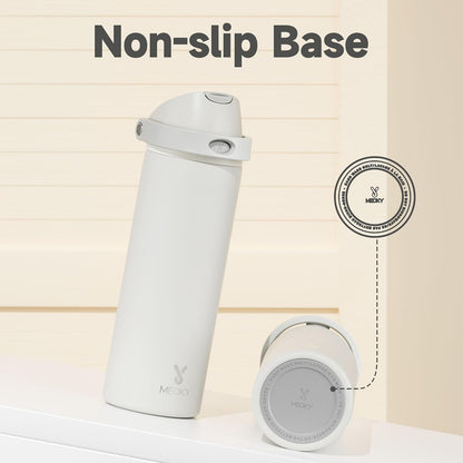 32 oz Insulated Water Bottle with Straw: Stainless Steel Metal Water Bottle with 2-in-1 Lid - Leak Proof, Cold for 24 Hours, Protective Silicone Base, BPA-Free for Sports Gym, Sage - Colors B