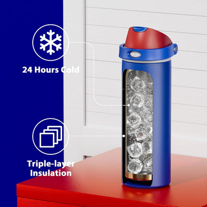 32 oz Insulated Water Bottle with Straw: Stainless Steel Metal Water Bottle with 2-in-1 Lid - Leak Proof, Cold for 24 Hours, Protective Silicone Base, BPA-Free for Sports Gym, Sage - Colors B