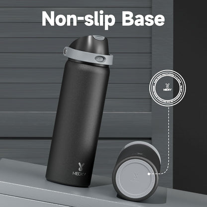 32 oz Insulated Water Bottle with Straw: Stainless Steel Metal Water Bottle with 2-in-1 Lid - Leak Proof, Cold for 24 Hours, Protective Silicone Base, BPA-Free for Sports Gym, Sage - Colors B
