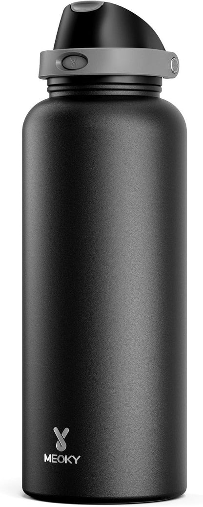 32 oz Insulated Water Bottle with Straw: Stainless Steel Metal Water Bottle with 2-in-1 Lid - Leak Proof, Cold for 24 Hours, Protective Silicone Base, BPA-Free for Sports Gym, Sage - Colors B