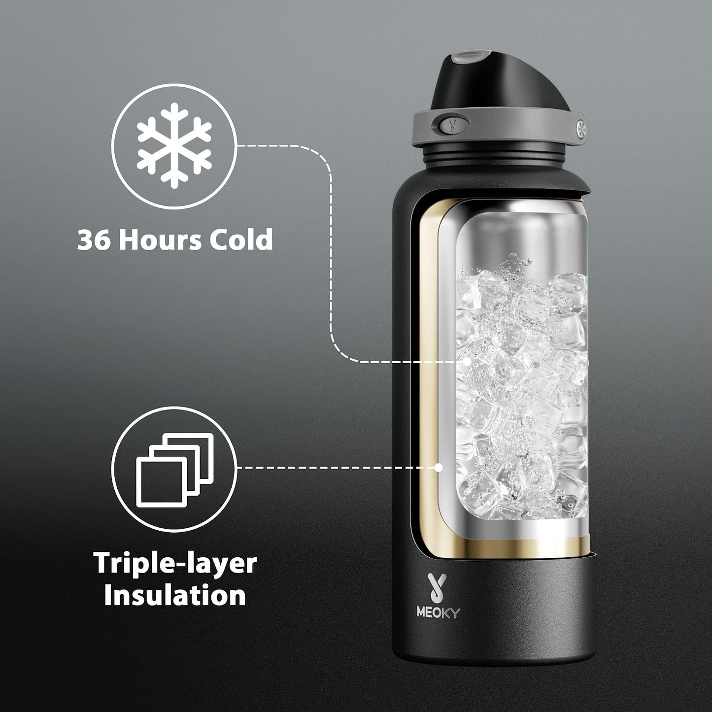 32 oz Insulated Water Bottle with Straw: Stainless Steel Metal Water Bottle with 2-in-1 Lid - Leak Proof, Cold for 24 Hours, Protective Silicone Base, BPA-Free for Sports Gym, Sage - Colors B