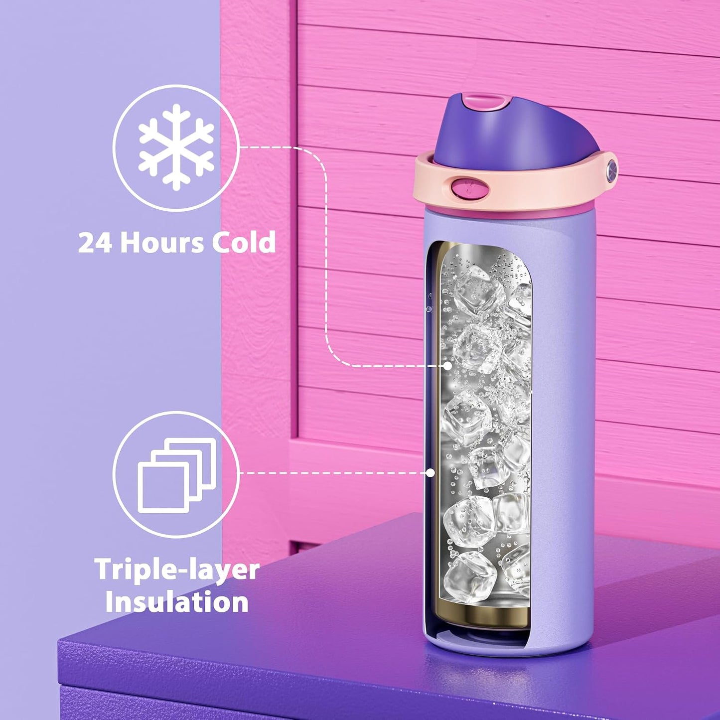 32 oz Insulated Water Bottle with Straw: Stainless Steel Metal Water Bottle with 2-in-1 Lid - Leak Proof, Cold for 24 Hours, Protective Silicone Base, BPA-Free for Sports Gym, Sage - Colors B