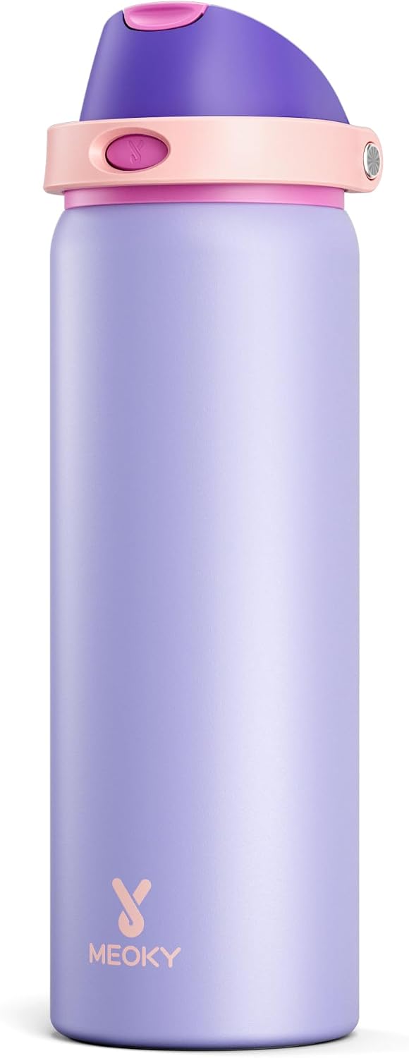 32 oz Insulated Water Bottle with Straw: Stainless Steel Metal Water Bottle with 2-in-1 Lid - Leak Proof, Cold for 24 Hours, Protective Silicone Base, BPA-Free for Sports Gym, Sage - Colors B