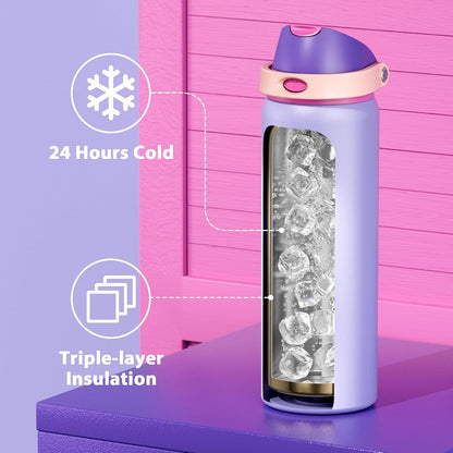 32 oz Insulated Water Bottle with Straw: Stainless Steel Metal Water Bottle with 2-in-1 Lid - Leak Proof, Cold for 24 Hours, Protective Silicone Base, BPA-Free for Sports Gym, Sage - Colors B