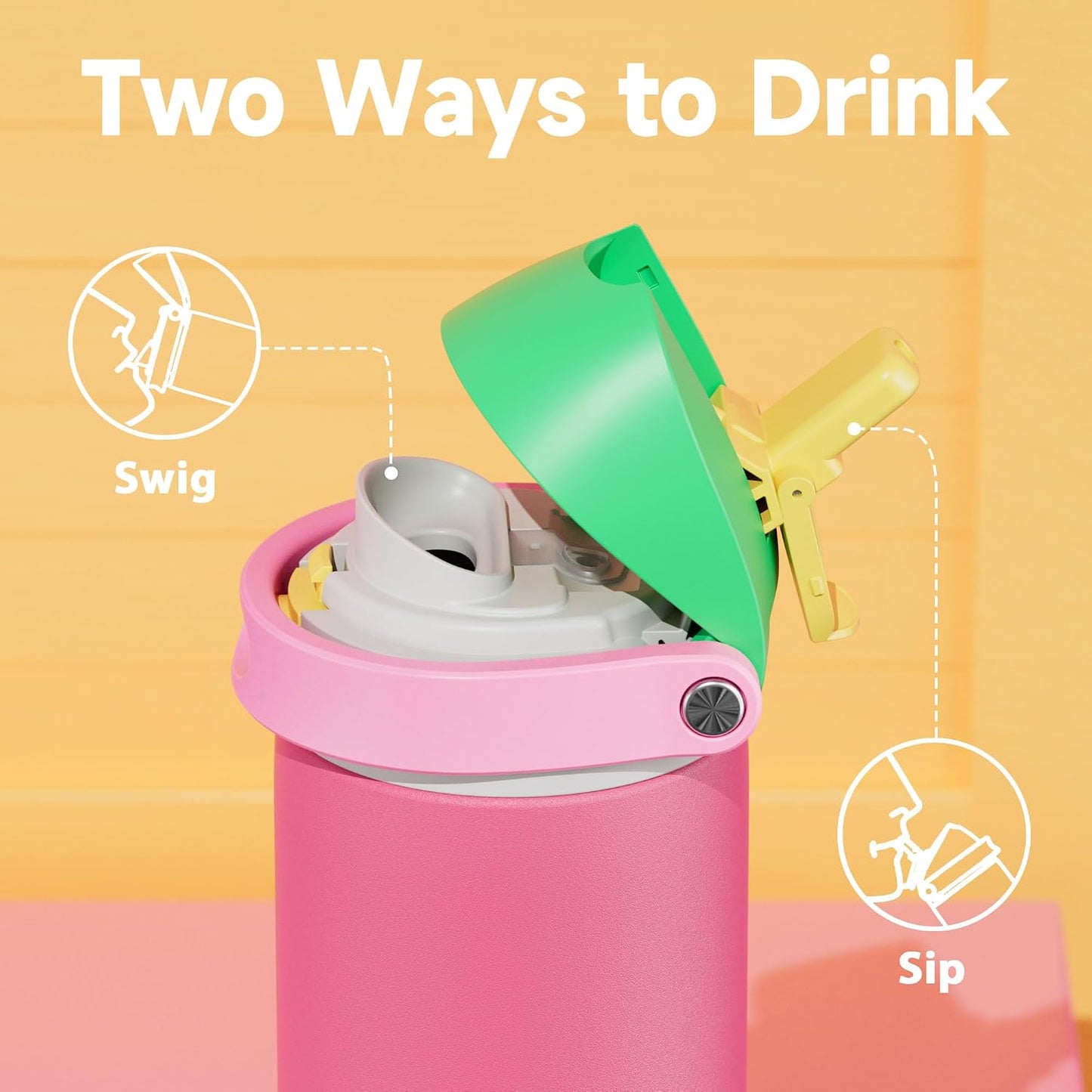 32 oz Insulated Water Bottle with Straw: Stainless Steel Metal Water Bottle with 2-in-1 Lid - Leak Proof, Cold for 24 Hours, Protective Silicone Base, BPA-Free for Sports Gym, Sage - Colors B