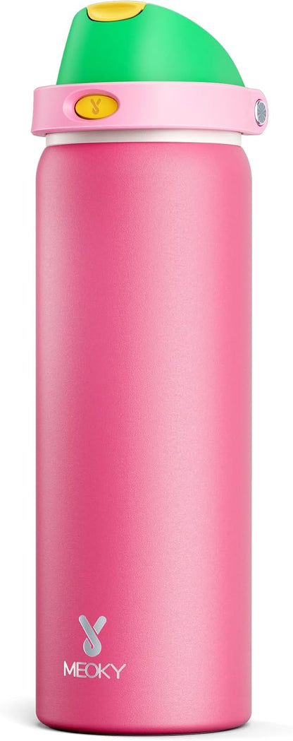 32 oz Insulated Water Bottle with Straw: Stainless Steel Metal Water Bottle with 2-in-1 Lid - Leak Proof, Cold for 24 Hours, Protective Silicone Base, BPA-Free for Sports Gym, Sage - Colors B