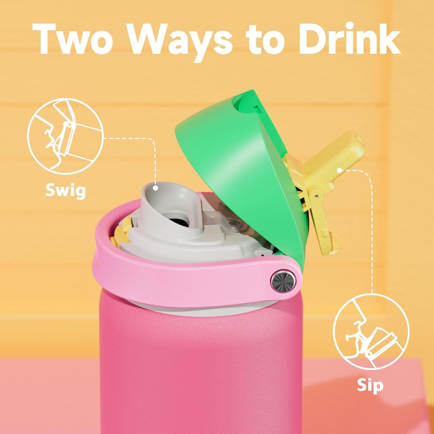 32 oz Insulated Water Bottle with Straw: Stainless Steel Metal Water Bottle with 2-in-1 Lid - Leak Proof, Cold for 24 Hours, Protective Silicone Base, BPA-Free for Sports Gym, Sage - Colors B