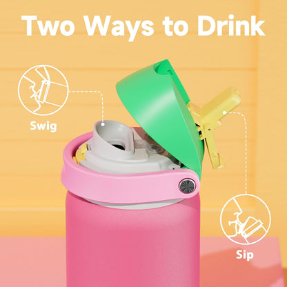 32 oz Insulated Water Bottle with Straw: Stainless Steel Metal Water Bottle with 2-in-1 Lid - Leak Proof, Cold for 24 Hours, Protective Silicone Base, BPA-Free for Sports Gym, Sage - Colors B