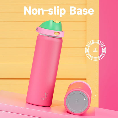 32 oz Insulated Water Bottle with Straw: Stainless Steel Metal Water Bottle with 2-in-1 Lid - Leak Proof, Cold for 24 Hours, Protective Silicone Base, BPA-Free for Sports Gym, Sage - Colors B