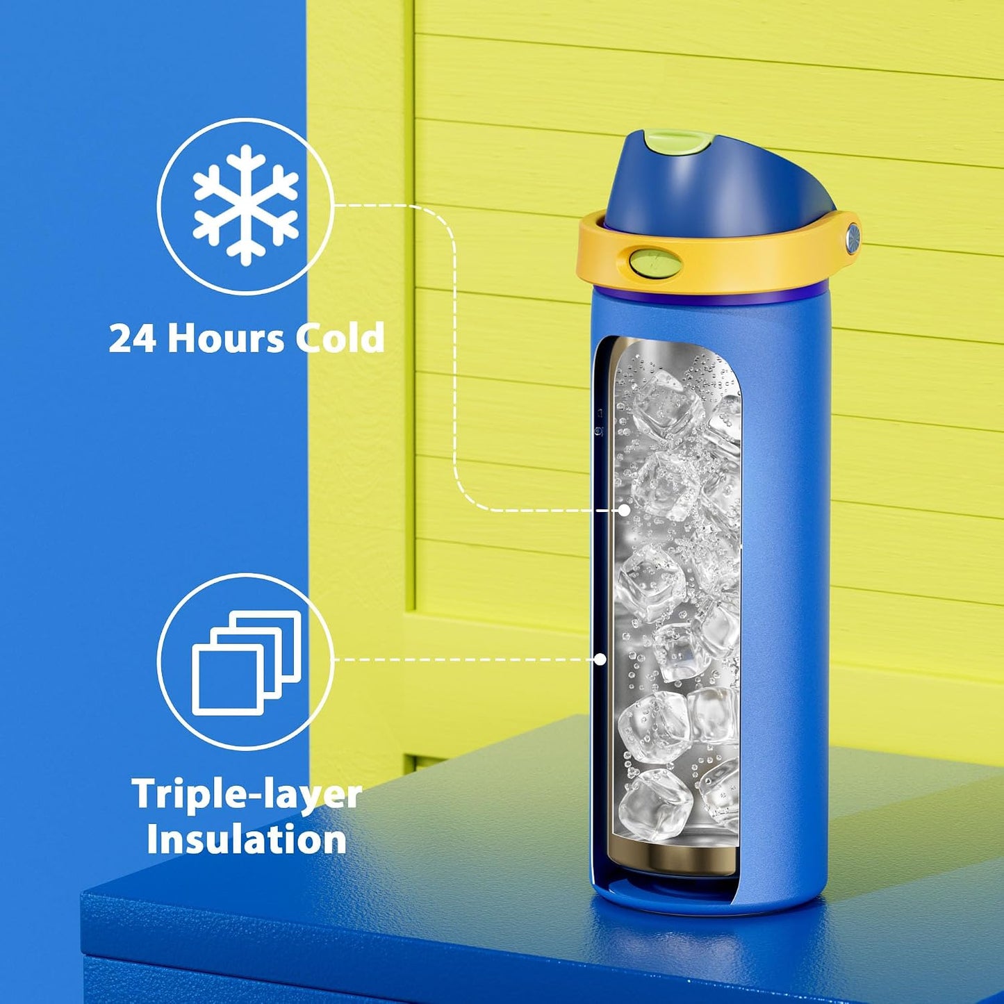 32 oz Insulated Water Bottle with Straw: Stainless Steel Metal Water Bottle with 2-in-1 Lid - Leak Proof, Cold for 24 Hours, Protective Silicone Base, BPA-Free for Sports Gym, Sage - Colors B