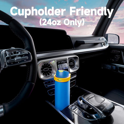 32 oz Insulated Water Bottle with Straw: Stainless Steel Metal Water Bottle with 2-in-1 Lid - Leak Proof, Cold for 24 Hours, Protective Silicone Base, BPA-Free for Sports Gym, Sage - Colors B