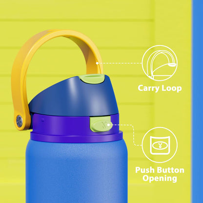 32 oz Insulated Water Bottle with Straw: Stainless Steel Metal Water Bottle with 2-in-1 Lid - Leak Proof, Cold for 24 Hours, Protective Silicone Base, BPA-Free for Sports Gym, Sage - Colors B