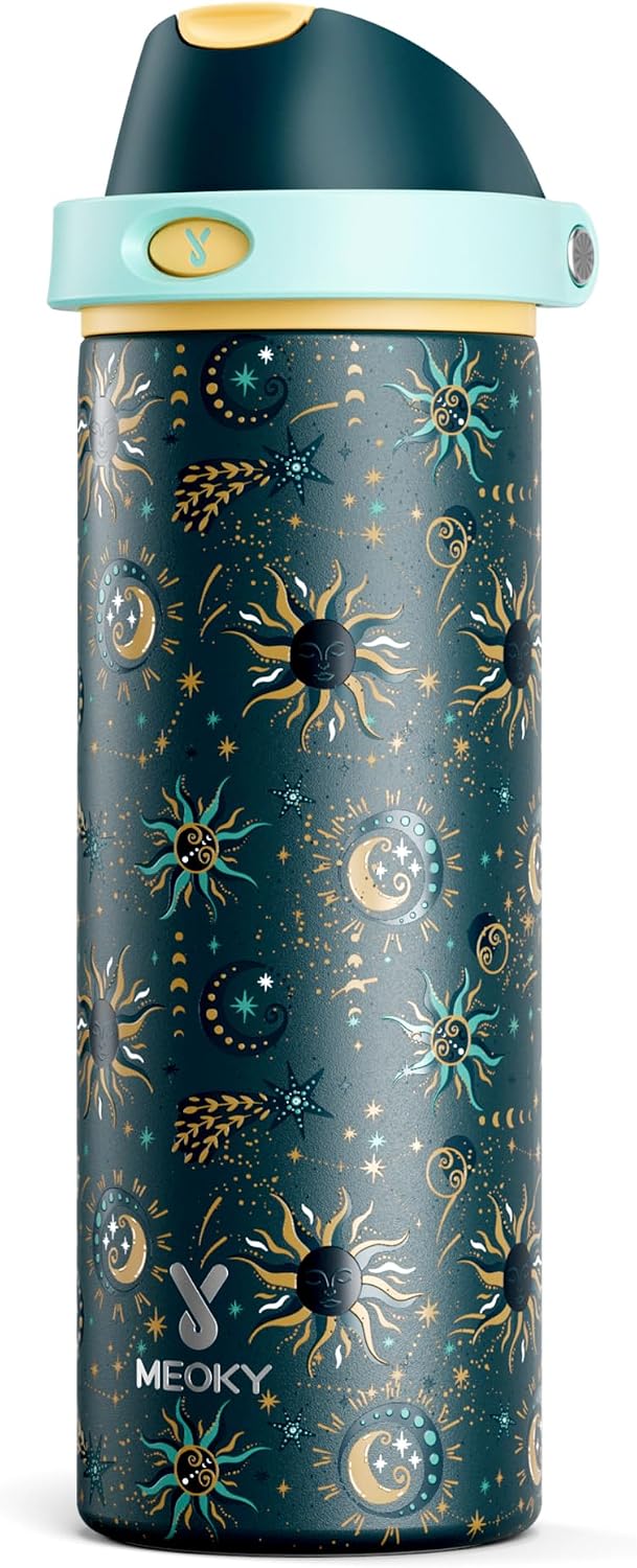 32 oz Insulated Water Bottle with Straw: Stainless Steel Metal Water Bottle with 2-in-1 Lid - Leak Proof, Cold for 24 Hours, Protective Silicone Base, BPA-Free for Sports Gym, Sage - Colors B