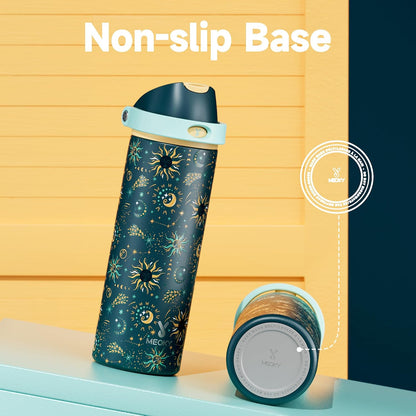32 oz Insulated Water Bottle with Straw: Stainless Steel Metal Water Bottle with 2-in-1 Lid - Leak Proof, Cold for 24 Hours, Protective Silicone Base, BPA-Free for Sports Gym, Sage - Colors B
