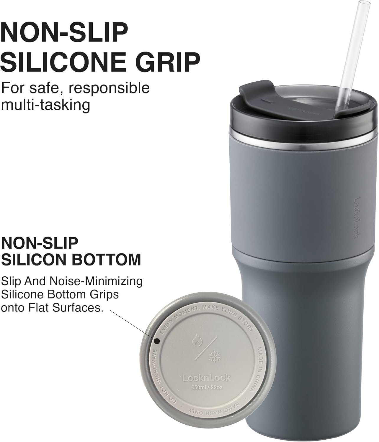 Metro Tumbler Stainless Steel Double Wall Insulated with Non-slip grip, Lid, 22 oz, Mint