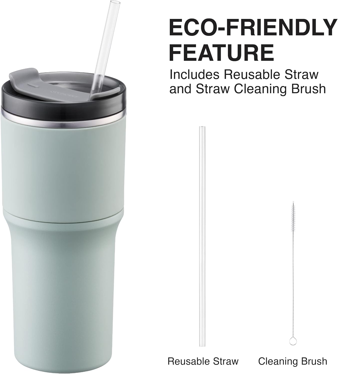 Metro Tumbler Stainless Steel Double Wall Insulated with Non-slip grip, Lid, 22 oz, Mint