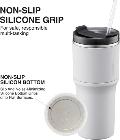 Metro Tumbler Stainless Steel Double Wall Insulated with Non-slip grip, Lid, 22 oz, Mint