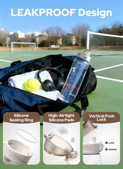 Zip 30oz Plastic Water Bottle Dishwasher Safe, Leakproof Flip-Top Lid, BPA Free Tritan, Wide Mouth Reusable Sports Water Bottle for Gym Hiking Commuting Outdoor Travel and School