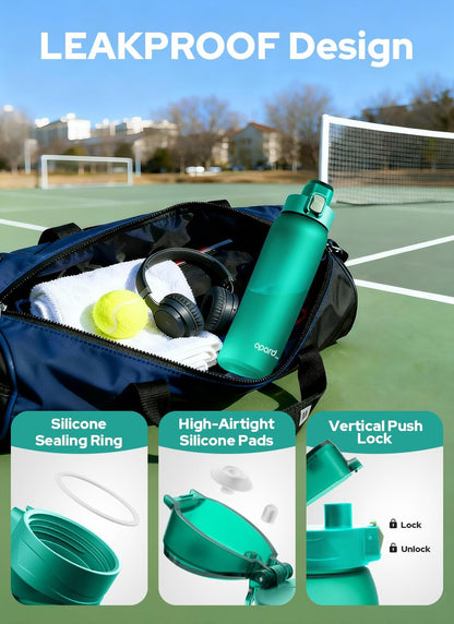 Zip 30oz Plastic Water Bottle Dishwasher Safe, Leakproof Flip-Top Lid, BPA Free Tritan, Wide Mouth Reusable Sports Water Bottle for Gym Hiking Commuting Outdoor Travel and School