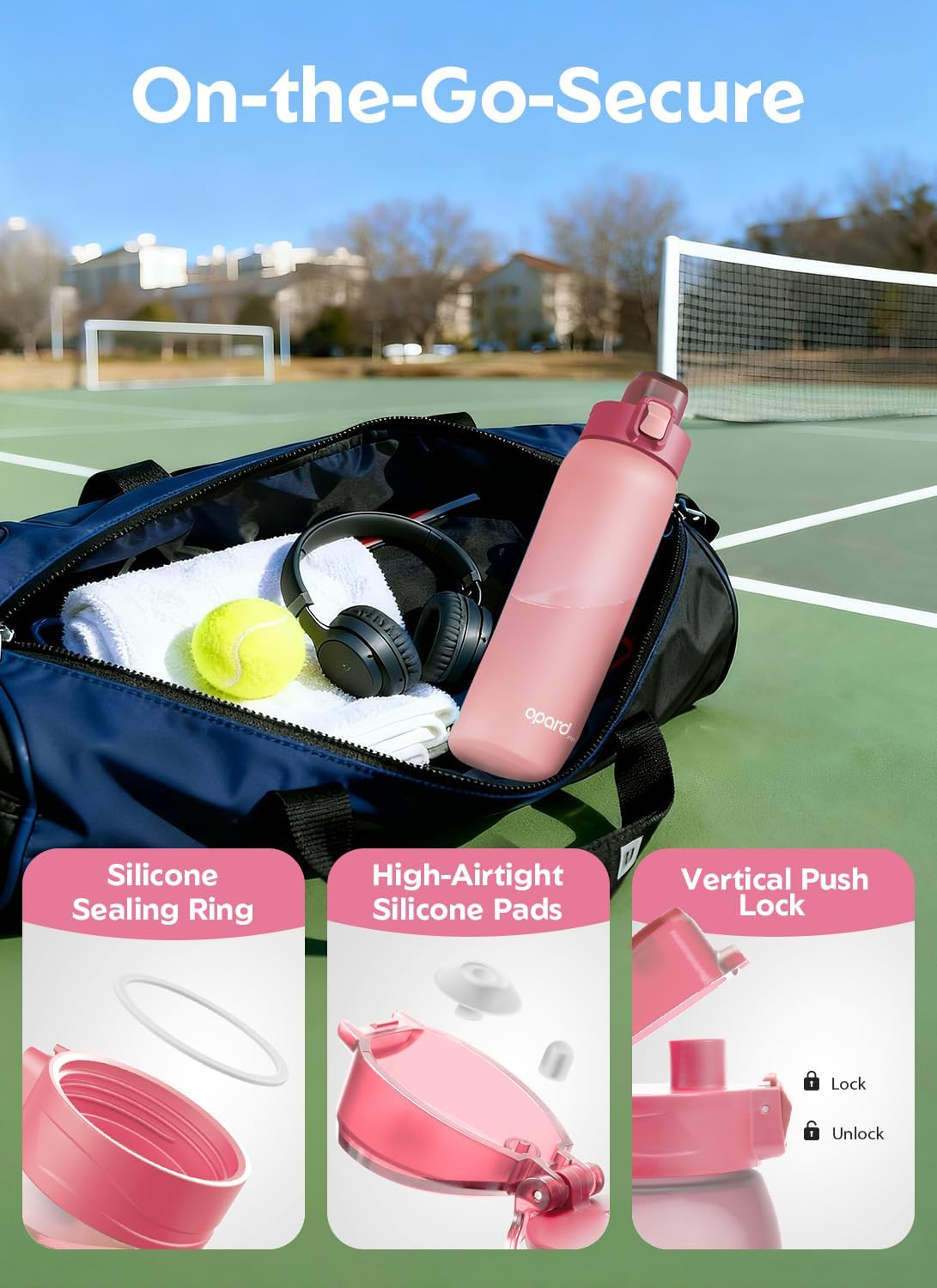 Zip 30oz Plastic Water Bottle Dishwasher Safe, Leakproof Flip-Top Lid, BPA Free Tritan, Wide Mouth Reusable Sports Water Bottle for Gym Hiking Commuting Outdoor Travel and School