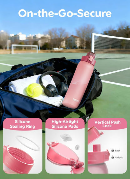 Zip 30oz Plastic Water Bottle Dishwasher Safe, Leakproof Flip-Top Lid, BPA Free Tritan, Wide Mouth Reusable Sports Water Bottle for Gym Hiking Commuting Outdoor Travel and School