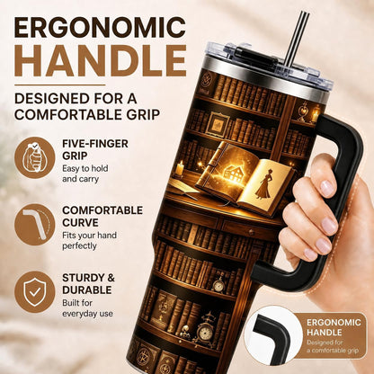 Sea Turtle Tumbler 40 oz with Handle, Ocean Lover Gifts for Women, Insulated Stainless Steel Cup with Straw, Beach Lover Gift for Sea Turtle Lovers, Coastal Travel Drinkware