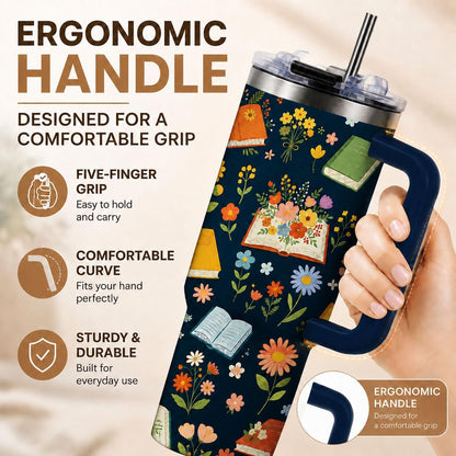 Sea Turtle Tumbler 40 oz with Handle, Ocean Lover Gifts for Women, Insulated Stainless Steel Cup with Straw, Beach Lover Gift for Sea Turtle Lovers, Coastal Travel Drinkware