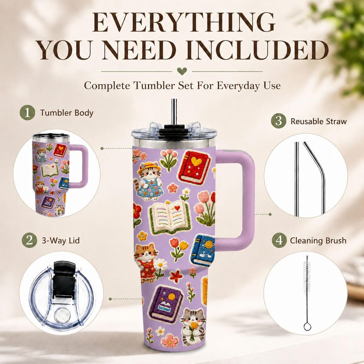 Sea Turtle Tumbler 40 oz with Handle, Ocean Lover Gifts for Women, Insulated Stainless Steel Cup with Straw, Beach Lover Gift for Sea Turtle Lovers, Coastal Travel Drinkware