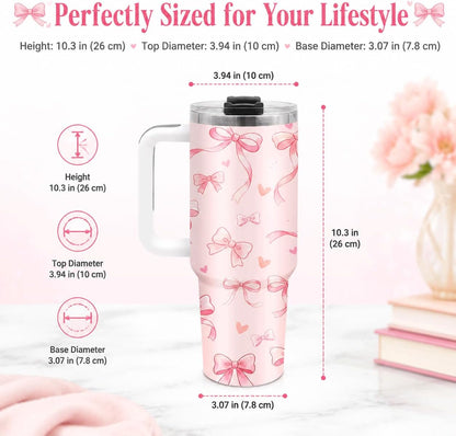 Sea Turtle Tumbler 40 oz with Handle, Ocean Lover Gifts for Women, Insulated Stainless Steel Cup with Straw, Beach Lover Gift for Sea Turtle Lovers, Coastal Travel Drinkware