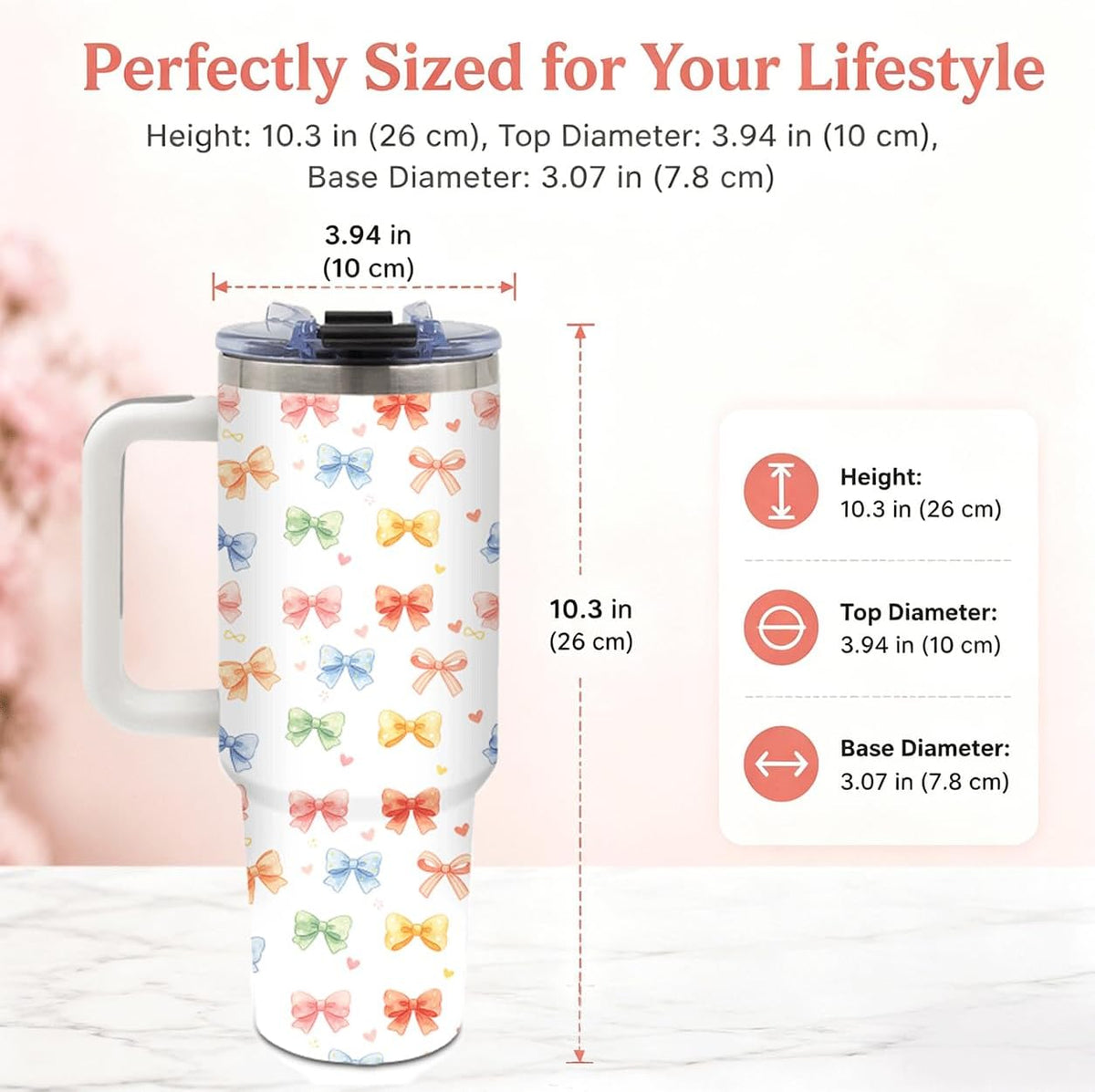 Sea Turtle Tumbler 40 oz with Handle, Ocean Lover Gifts for Women, Insulated Stainless Steel Cup with Straw, Beach Lover Gift for Sea Turtle Lovers, Coastal Travel Drinkware