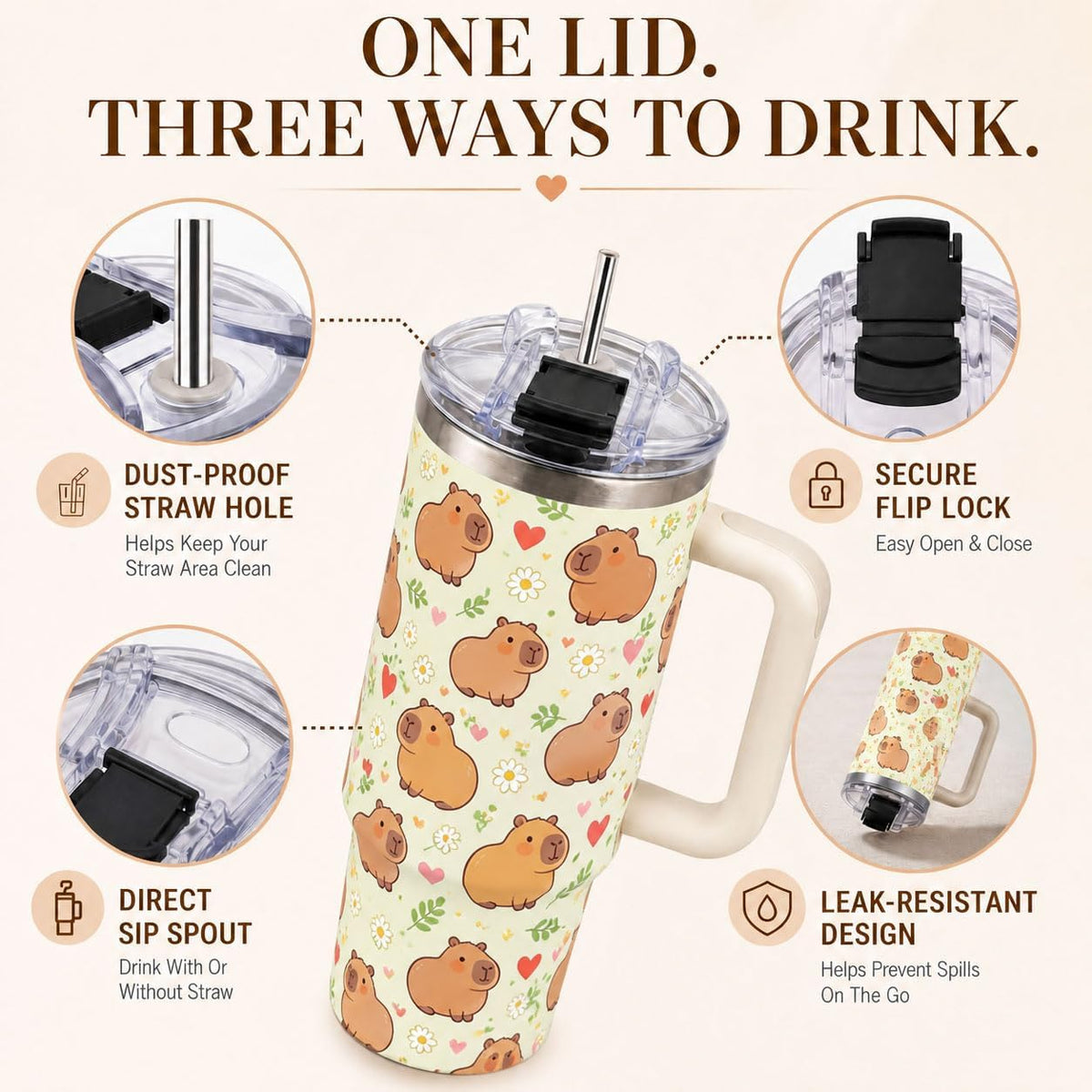 Sea Turtle Tumbler 40 oz with Handle, Ocean Lover Gifts for Women, Insulated Stainless Steel Cup with Straw, Beach Lover Gift for Sea Turtle Lovers, Coastal Travel Drinkware