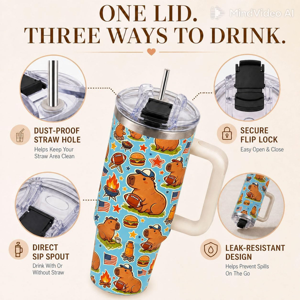 Sea Turtle Tumbler 40 oz with Handle, Ocean Lover Gifts for Women, Insulated Stainless Steel Cup with Straw, Beach Lover Gift for Sea Turtle Lovers, Coastal Travel Drinkware