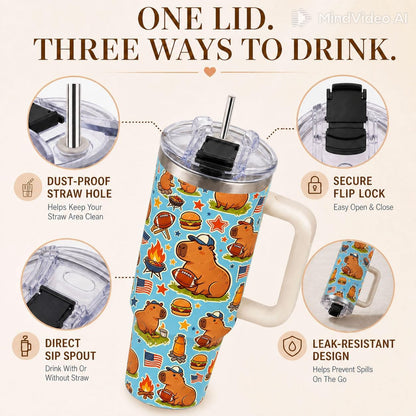 Sea Turtle Tumbler 40 oz with Handle, Ocean Lover Gifts for Women, Insulated Stainless Steel Cup with Straw, Beach Lover Gift for Sea Turtle Lovers, Coastal Travel Drinkware