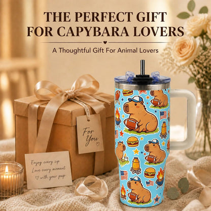 Sea Turtle Tumbler 40 oz with Handle, Ocean Lover Gifts for Women, Insulated Stainless Steel Cup with Straw, Beach Lover Gift for Sea Turtle Lovers, Coastal Travel Drinkware