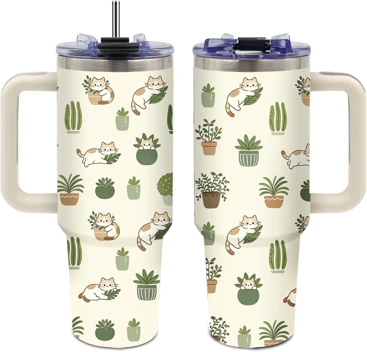 Sea Turtle Tumbler 40 oz with Handle, Ocean Lover Gifts for Women, Insulated Stainless Steel Cup with Straw, Beach Lover Gift for Sea Turtle Lovers, Coastal Travel Drinkware