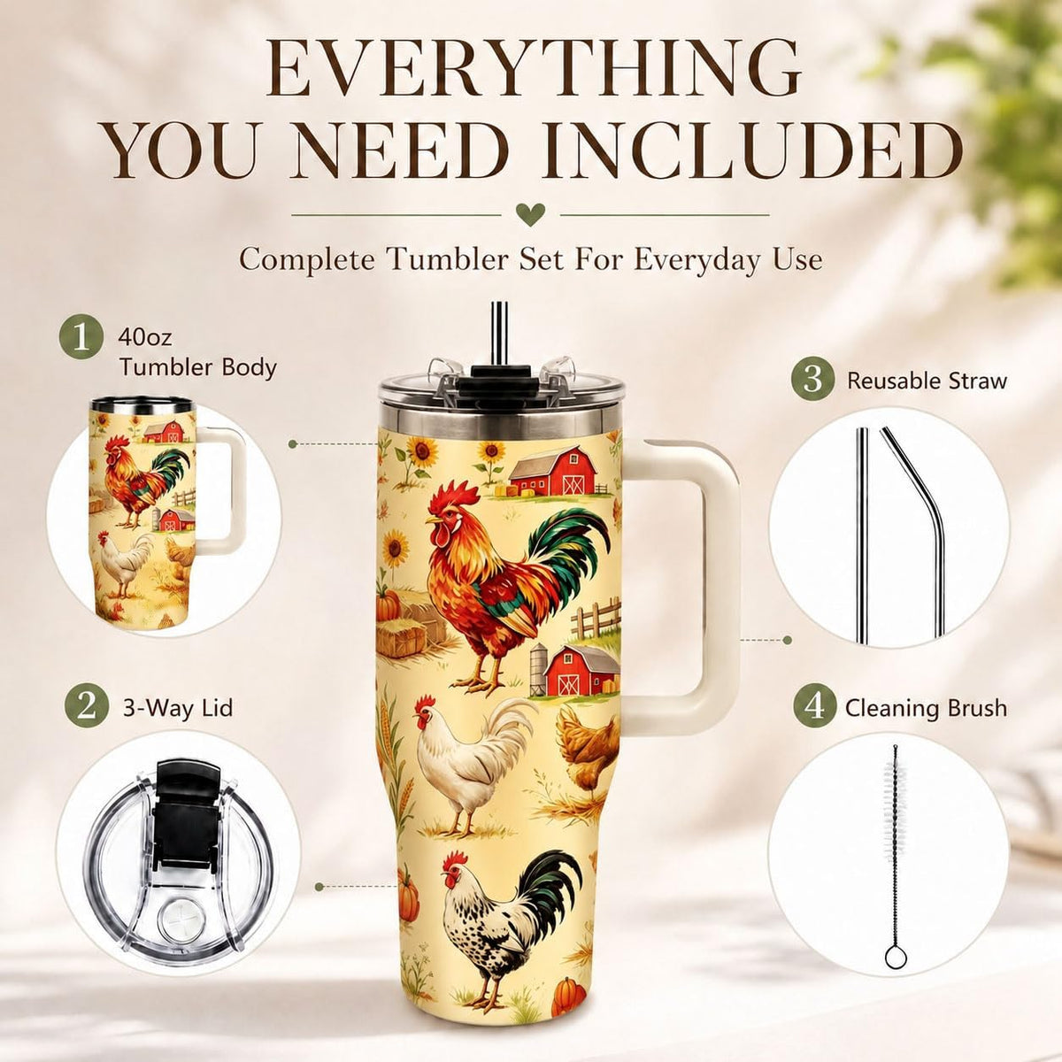 Sea Turtle Tumbler 40 oz with Handle, Ocean Lover Gifts for Women, Insulated Stainless Steel Cup with Straw, Beach Lover Gift for Sea Turtle Lovers, Coastal Travel Drinkware