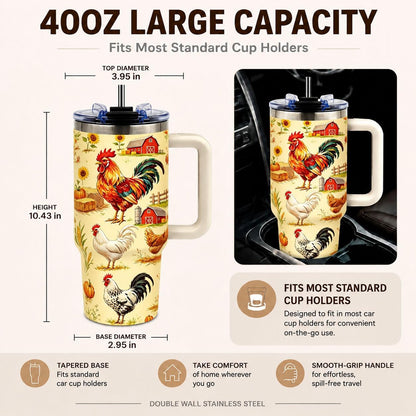 Sea Turtle Tumbler 40 oz with Handle, Ocean Lover Gifts for Women, Insulated Stainless Steel Cup with Straw, Beach Lover Gift for Sea Turtle Lovers, Coastal Travel Drinkware