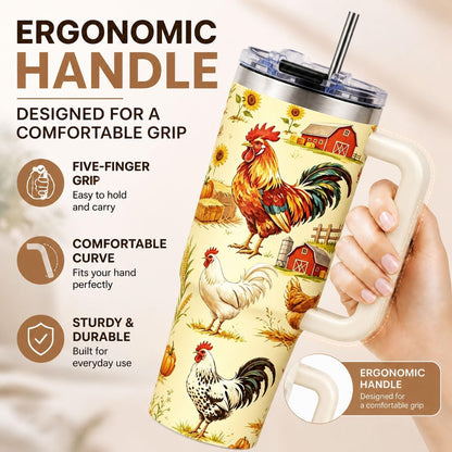 Sea Turtle Tumbler 40 oz with Handle, Ocean Lover Gifts for Women, Insulated Stainless Steel Cup with Straw, Beach Lover Gift for Sea Turtle Lovers, Coastal Travel Drinkware