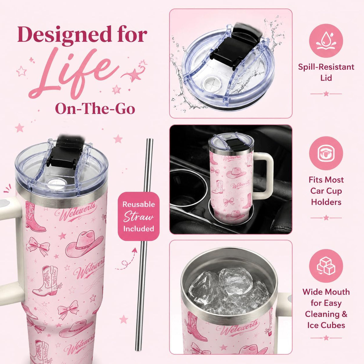 Sea Turtle Tumbler 40 oz with Handle, Ocean Lover Gifts for Women, Insulated Stainless Steel Cup with Straw, Beach Lover Gift for Sea Turtle Lovers, Coastal Travel Drinkware