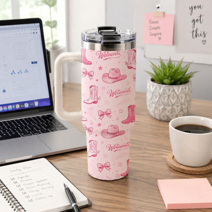Sea Turtle Tumbler 40 oz with Handle, Ocean Lover Gifts for Women, Insulated Stainless Steel Cup with Straw, Beach Lover Gift for Sea Turtle Lovers, Coastal Travel Drinkware
