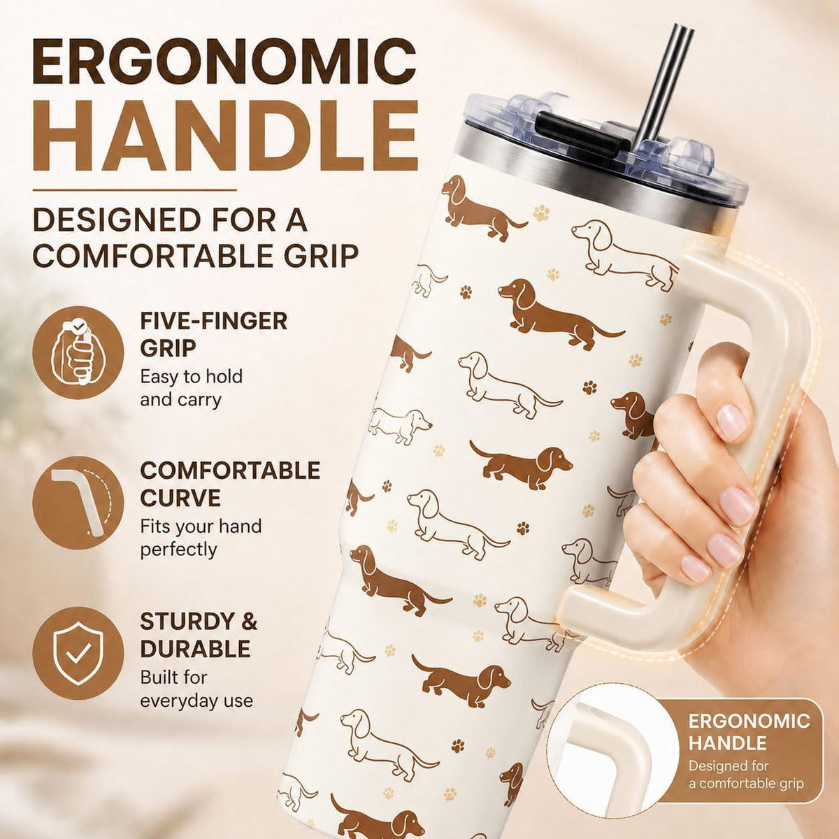 Sea Turtle Tumbler 40 oz with Handle, Ocean Lover Gifts for Women, Insulated Stainless Steel Cup with Straw, Beach Lover Gift for Sea Turtle Lovers, Coastal Travel Drinkware